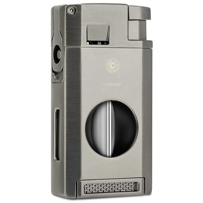 Torch Lighter with Cigar Cutter V Cut & Cigar Holder,