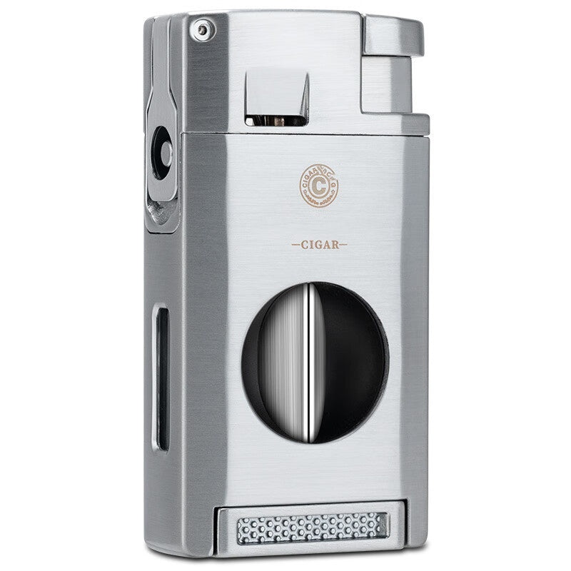 Torch Lighter with Cigar Cutter V Cut & Cigar Holder,